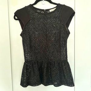 Sandro peplum top - Size 1 in multi media black